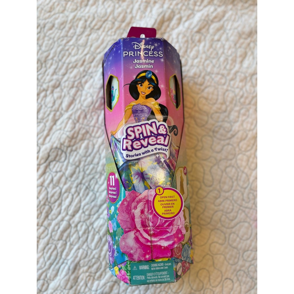 Disney Princess Jasmine Spin & Reveal Doll 11 Surprises Mattel New Box Damage